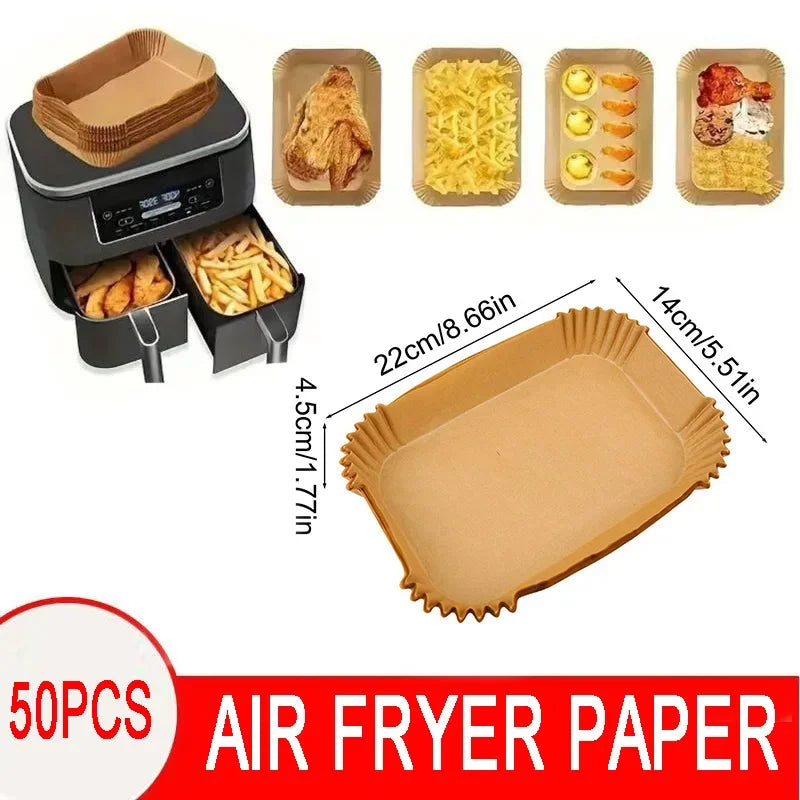 50Pcs Air Fryer Disposable Paper Non-Stick Airfryer Baking Papers Round Air-Fryer Paper Liners Paper Kitchen Accessories