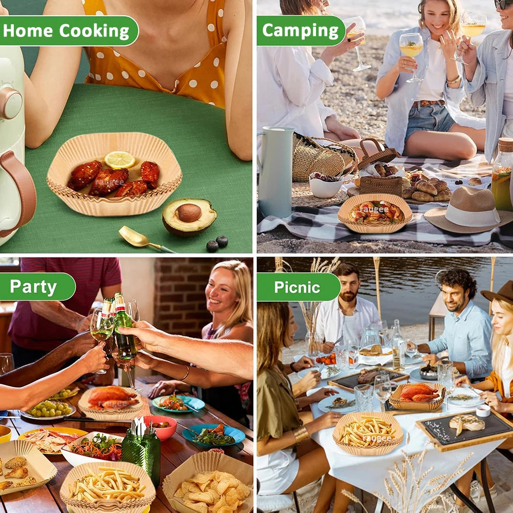 50Pcs Air Fryer Disposable Paper Non-Stick Airfryer Baking Papers Round Air-Fryer Paper Liners Paper Kitchen Accessories