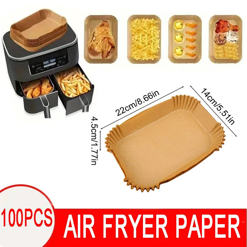 50Pcs Air Fryer Disposable Paper Non-Stick Airfryer Baking Papers Round Air-Fryer Paper Liners Paper Kitchen Accessories